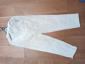  domestic production natural flax 10 minute height slacks free size natural material white pants spring summer TOSHIKO IMAIZUMI COLLECTION genuine regular organic now Izumi ..