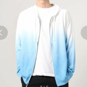 未使用 ブルックスブラザーズ Red Fleece コットン/リネン ディップダイ ジップアップパーカー Sサイズ ブルー