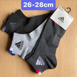 adidas アディダスソックス　靴下メンズ 26-28cm 3足組