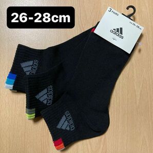 adidas アディダスソックス　靴下メンズ 26-28cm 3足組