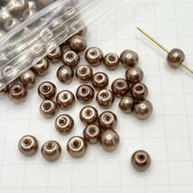 XBR【 パールビーズ ブラウン 200piece 4mm 】茶 セット ガラスビーズ 素材 材料 ハンドメイド パーツ アクセサリー 手芸 定番 まとめ_画像3