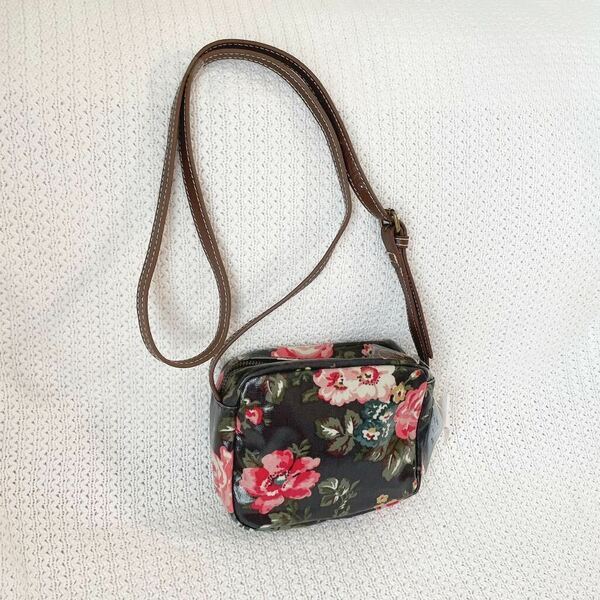 ★新品★キャスキッドソンCath Kidstonポシェット　ショルダーバッグ チャコール茶色ブラウン黒ブラック花柄フラワー ショルダーバッグ