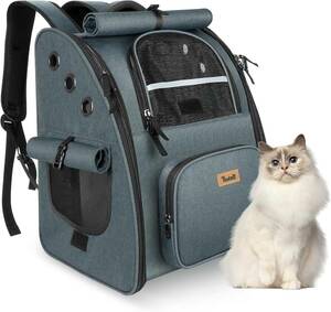 Tresbro 2021 up grade version cat rucksack pet ryu clock type double fastener curtain attaching pet Carry 