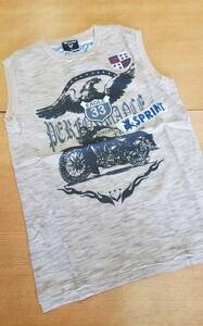 新品☆140cm【T-street☆EAGLE/BIKE RACE☆バイオウォッシュ☆ノースリーブ半袖シャツ】ベージュ