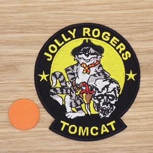 【Ｌサイズ】アイロンワッペン NO.1769 ＪＯＬＬＹ ＲＯＧＥＲＳ ＴＯＭＣＡＴ Ｆ－１４ 米軍 戦闘機 海軍 ミリタリー 空軍 【郵便定形】