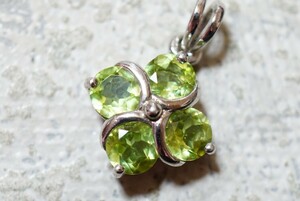 806 peridot pendant necklace Vintage accessory SILVER 925 stamp antique gem color stone color stone ornament 