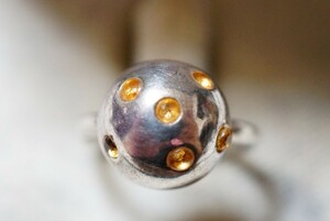 935 シトリン リング 指輪 ヴィンテージ アクセサリー SILVER刻印 アンティーク 色石 宝石 カラーストーン 装飾品