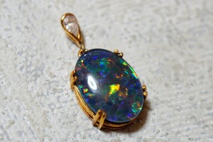 1046 トリプレットオパール ペンダント ネックレス ヴィンテージ アクセサリー 925刻印 opal カラーストーン 宝石 色石 アンティーク