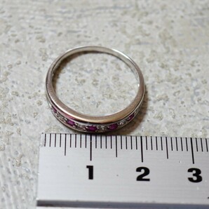 1145 天然ルビー ダイヤモンド リング 指輪 ヴィンテージ アクセサリー Pt100 SILVER刻印 アンティーク 天然石 色石 宝石 カラーストーンの画像8