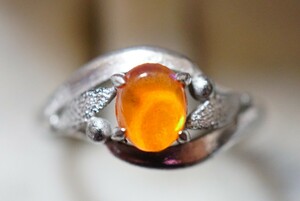 1355 natural fire - opal ring ring Vintage accessory SILVER stamp antique opal gem natural stone color stone ornament 