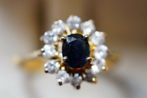 1340 天然サファイア リング 指輪 ヴィンテージ アクセサリー SILVER刻印 アンティーク 天然石 色石 宝石 カラーストーン 装飾品