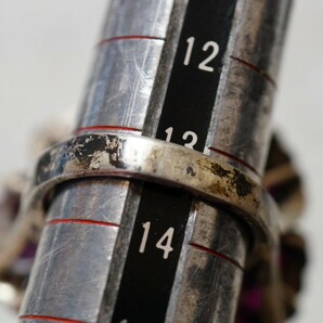 1337 豪華 海外製 天然ルビー マーカサイト リング 指輪 ヴィンテージ アクセサリー SILVER 925刻印 アンティーク 天然石 色石 宝石の画像3