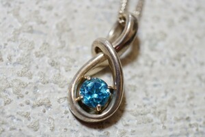 1282 blue topaz pendant necklace Vintage accessory SILVER stamp antique gem color stone color stone ornament 
