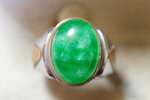 1877 natural stone green stone ring ring Vintage accessory antique color stone gem color stone ornament 