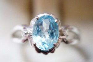 1871 ブルートパーズ リング 指輪 ヴィンテージ アクセサリー SILVER刻印 アンティーク 色石 宝石 カラーストーン 装飾品