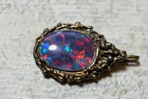 1826 海外製 トリプレットオパール ペンダント ネックレス ヴィンテージ アクセサリー 刻印 opal カラーストーン 宝石 色石 アンティーク_画像2