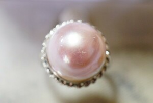 1802 マベパール 本真珠 パール リング 指輪 ヴィンテージ アクセサリー 冠婚葬祭 マベ貝 半円真珠 装飾品