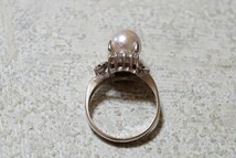 1655 本真珠 パール リング 指輪 ヴィンテージ アクセサリー SILVER刻印 アンティーク 冠婚葬祭 装飾品_画像2