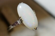 1649 天然オパール リング 指輪 ヴィンテージ アクセサリー SILVER刻印 アンティーク opal 宝石 天然石 カラーストーン 装飾品_画像3