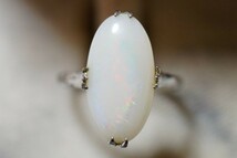 1649 天然オパール リング 指輪 ヴィンテージ アクセサリー SILVER刻印 アンティーク opal 宝石 天然石 カラーストーン 装飾品_画像1