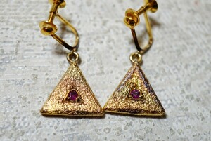 1608 abroad made natural ruby Gold color earrings Vintage accessory SILVER antique natural stone gem color stone ornament 