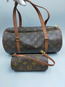 〇LOUIS VUITTON 旧パピヨン 小型ポーチ付き ハンドバッグ レディース モノグラム ブラウン ルイヴィトン