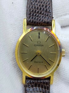 ☆OMEGA Geneve ジュネーブ 手巻き アナログ 腕時計 オメガ ゴールド文字盤