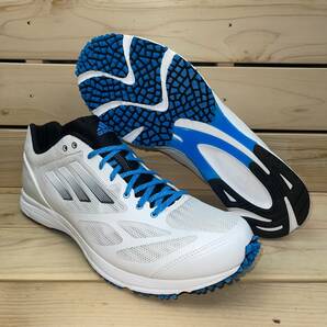 1円 スタート アディダス 29.5cm アディゼロ フェザー ホワイト ブルー adidas adizero Feather RK2 メンズ ランニング シューズ 白 青の画像1