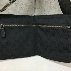 ※【GUCCI/グッチ】GGキャンバス ボディバッグ ウエストバッグ ウエストポーチ ブラック BLK 28566 200047 レザー の画像5