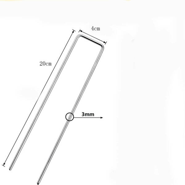 Uピン杭 防草シート 固定用 人工芝 おさえピン U字型 農業用ネット 固定 抜けにくい 20cmx4cmx20cm 200本セット