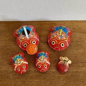昭和レトロ　金魚　ブリキ玩具　5点セット　/ きんぎょ　ジョウロ　鳴り物　おもちゃ　ヴィンテージ　当時物