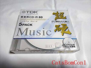 音楽用 CD-R TDK 超硬 80 5枚パック 日本製 CD-RHC80PWX5A [未開封]
