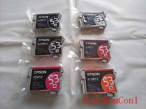 〇純正 インク EPSON 計6個 ICBK53 ICMB53 ICM53 ICGL53 ICR53 ICOR53　外箱無し [未開封]　(IC8CL53 YとC欠品)