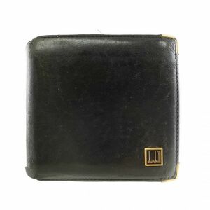 1円~ ダンヒル dunhill 財布 二つ折り レザー 本革 黒 ブラック系 K5-1612