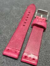 20mm イタリアンオイルレザー マルゴー革 時計ベルト 赤 (ピンク寄り)_画像3