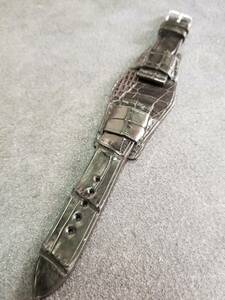 20mm 本物 クロコダイル BUND 時計ベルト 裏側防水 半艶ブラック 2 genuine crocodile leather