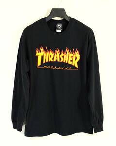 GILDAN社◆THRASHER スラッシャー◆長袖 スケートボード ファイヤーロゴ Tシャツ ロンT：M 