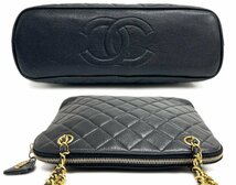 CHANEL シャネル マトラッセ チェーンショルダーバッグ キャビアスキン ココマーク CCマーク ブラック系 ゴールド金具 3番台 ヴィンテージ_画像4