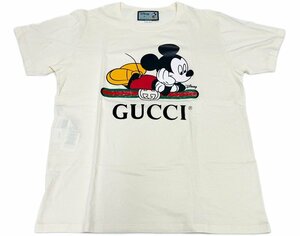 美品 GUCCI グッチ Disney ディズニー 492347-XJB7W M オーバーサイズ コラボ 半袖 Tシャツ メンズ アイボリー系 コットン ミッキーマウス