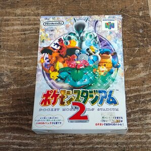 Nintendo64 ニンテンドー64 レッドスケルトン 本体 ソフト ポケモンスタジアム2 コントローラー付き 動作OK!! 0410010/SR28Mの画像8