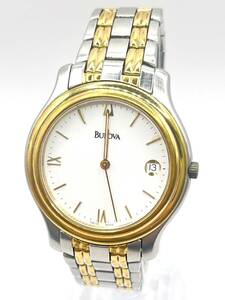 【1円〜/BULOVA/極美品】ブローバ クラシック メンズ ツートン 98H18 Men's Classic Two-Tone Stainless Steel 3-Hand Date Quartz Watch