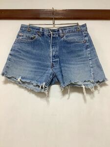 L-1235 USA製 Levi's リーバイス 501 デニムハーフパンツ 80's ビンテージ カットオフ アメカジ デニムショートパンツ 半パン