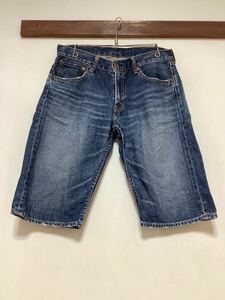 L-1261 Levi's リーバイス 503 デニムハーフパンツ W32 ユーズド加工 デニムショートパンツ 半パン