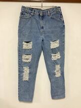 I-1243 Levi's リーバイス 512 デニムパンツ レディース S テーパード ダメージ コロンビア製 ジーパン ジーンズ_画像1