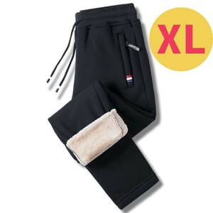 メンズ ジョガーパンツ 裏起毛 裏ボア XL 極暖 ジャージ スウェット 黒