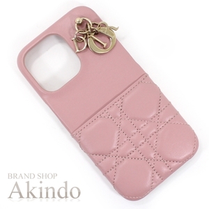 Christian Dior クリスチャンディオール カナージュ iPhone 13 Pro ケース カバー レザー レディース ピンク アイフォン13Pro