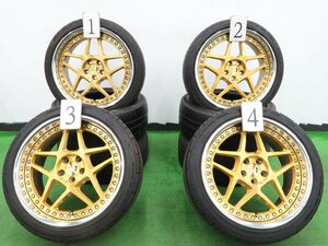 4本 LEON HARDIRITT REISE レオンハルト ライゼ 18インチ 8.5J 9.5J+50 5H 100 ラジアル NITTO 215/40R18 235/40R18 タイヤおまけ ゴールド