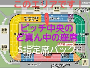 ベガルタ仙台 VS ジェフユナイテッド千葉 S指定席バック チケット１枚 QRチケット 送料無料 チケット ★中央付近の座席です★ 本日最終日