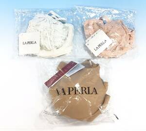 未使用 タグ付き 3種セット LA PERLA 高級下着 白 ベージュ ピンク 上下 ブラ レース 花柄 レディース まとめて ラペルラ