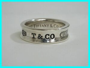 2404★F-1843★TIFFANY&Co. ティファニー ナロー リング 指輪 約19号 シルバー925 1837 アクセサリー　中古